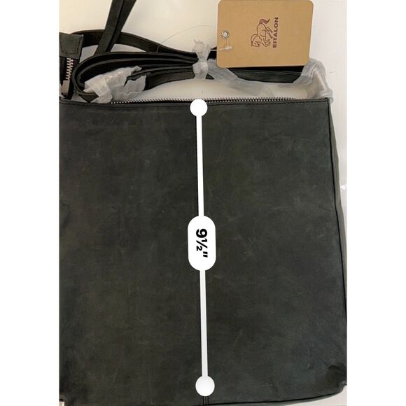 NWT Estalon charcoal gray distressed leather crossbody bag - Picture 6 of 8